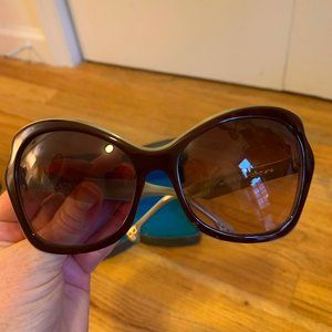 Rare Lumete Maroon and Cream Butterfly Sunglasses